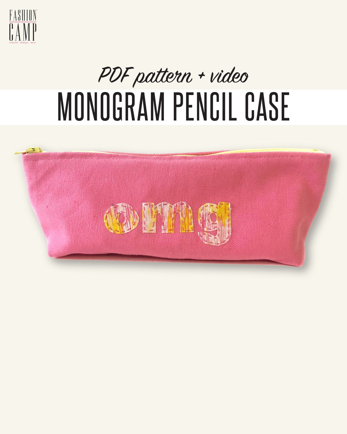 Monogram Pencil Pouch Sewing Pattern - Digital Download & Video Tutorial