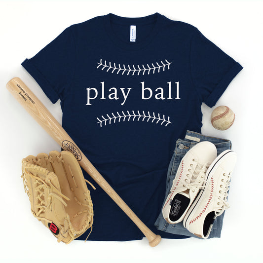 "Play Ball - Modern" Navy T-shirt  (Adult Only)