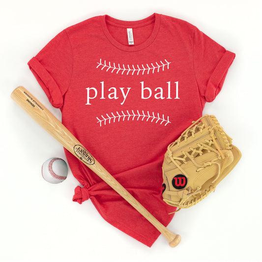 "Play Ball - Modern" - Heather Red T-shirt