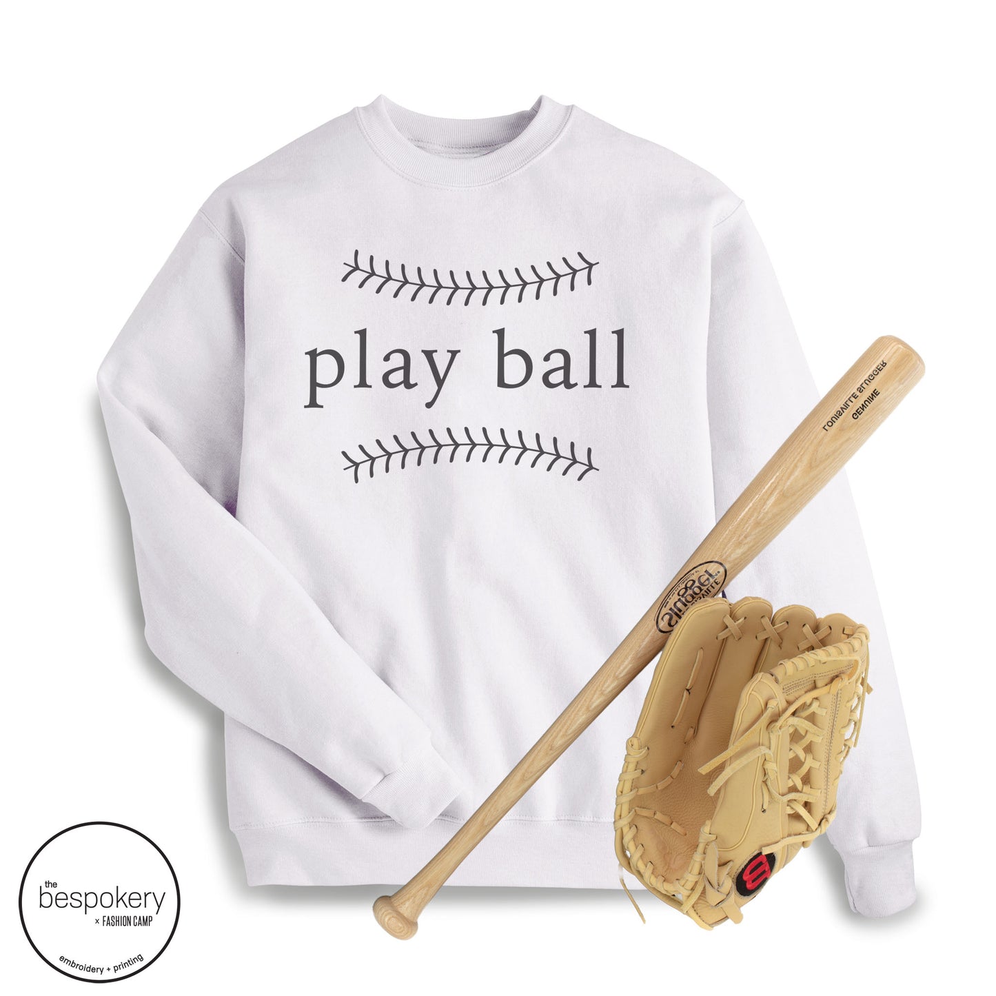 "Play Ball - Modern" - White Sweatshirt