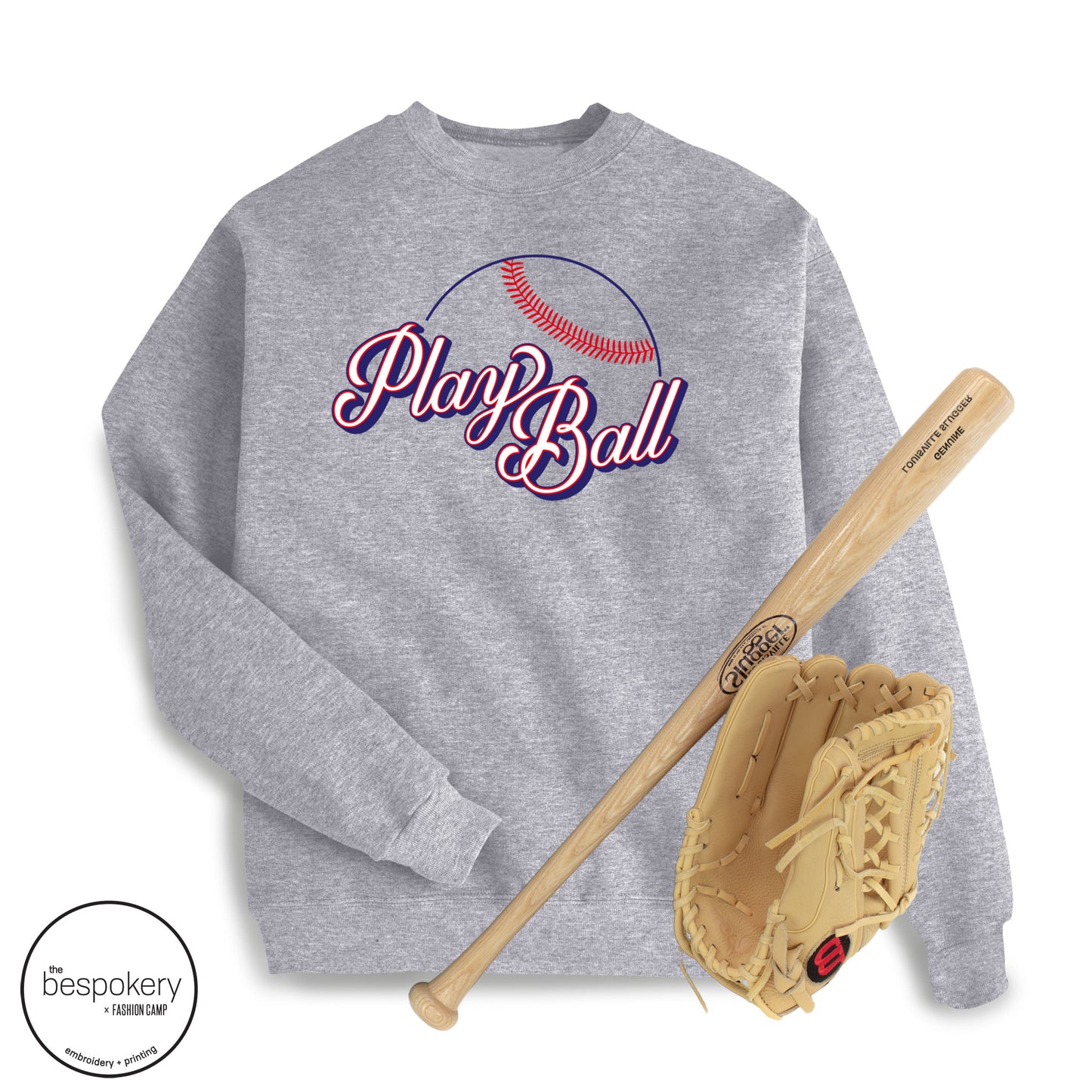 "Play Ball" Heather Grey Sweatshirt - (Adult Only)