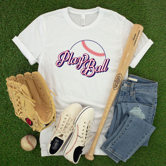 "Play Ball" White T-shirt  (Adult Only)