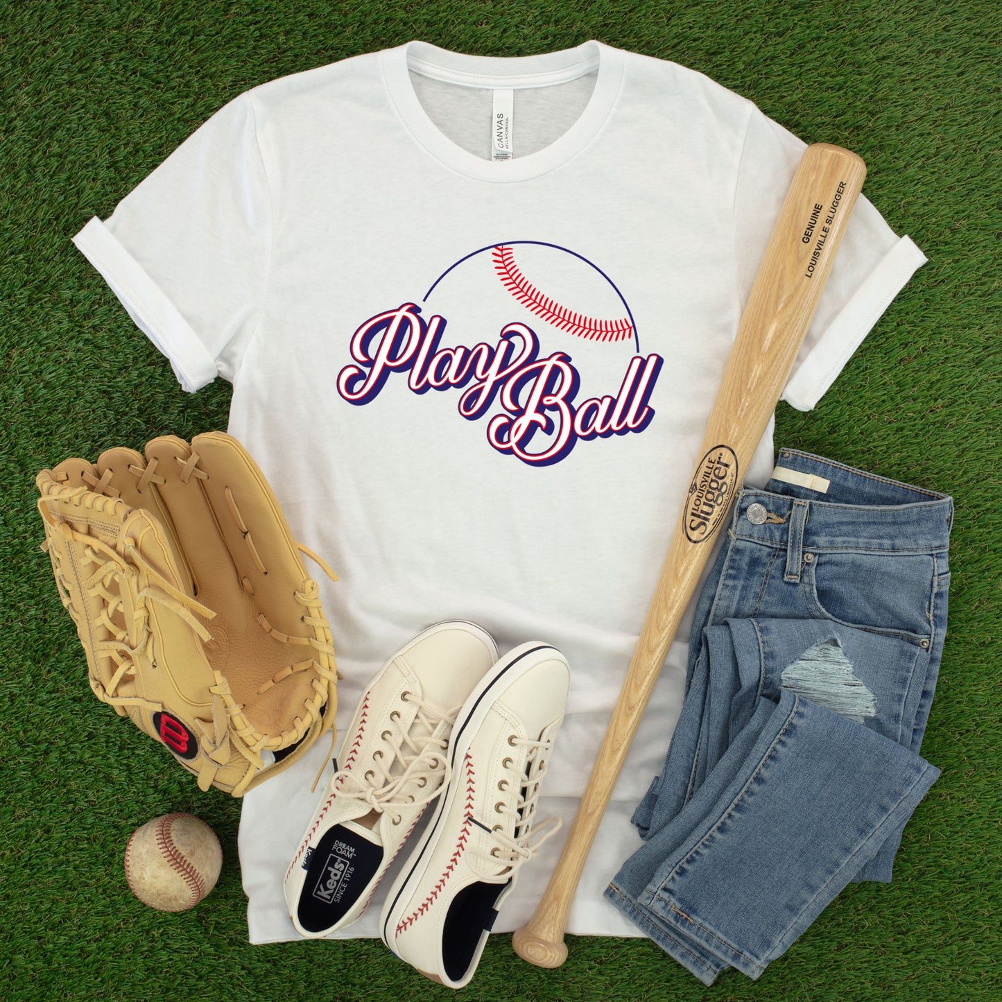 "Play Ball" - White T-shirt