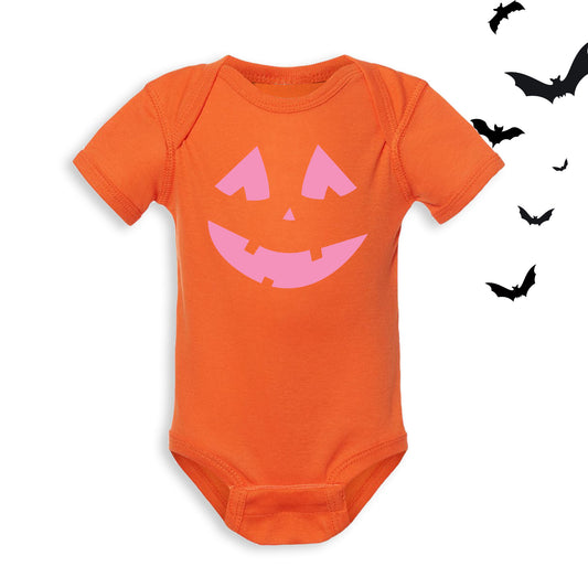 Jack O' Lantern Pumpkin Face Halloween - Orange Baby Bodysuit