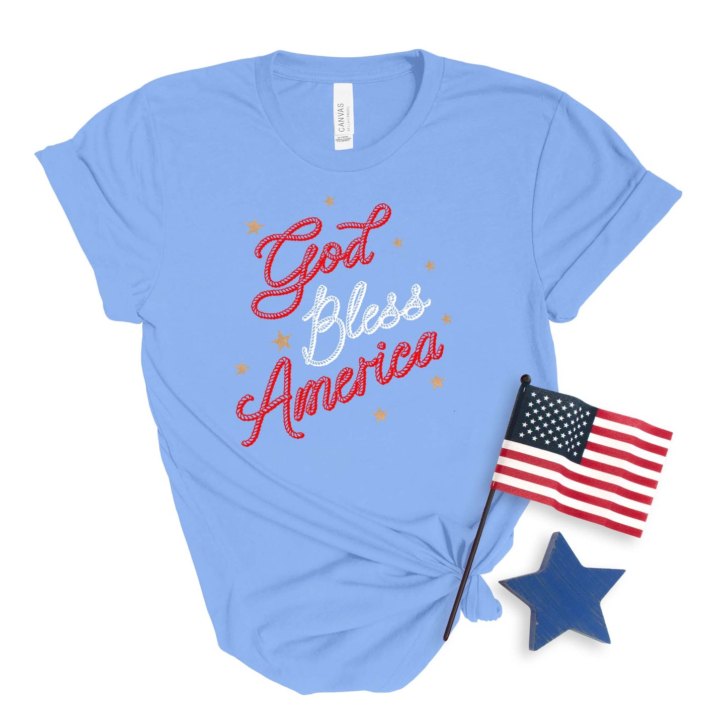 Cowboy Rope God Bless America T-shirt