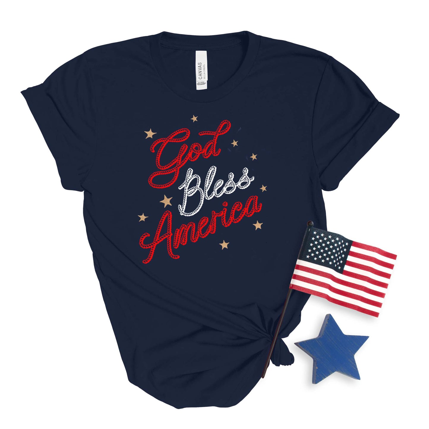 Cowboy Rope God Bless America T-shirt