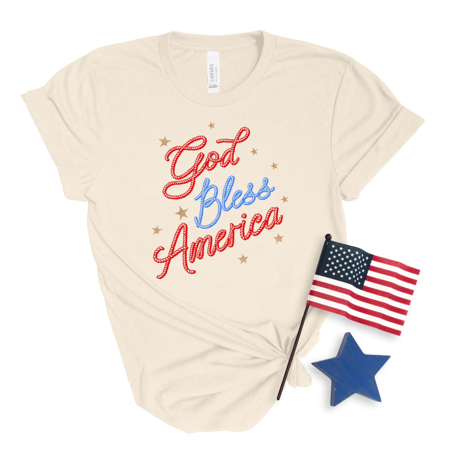 Cowboy Rope God Bless America T-shirt