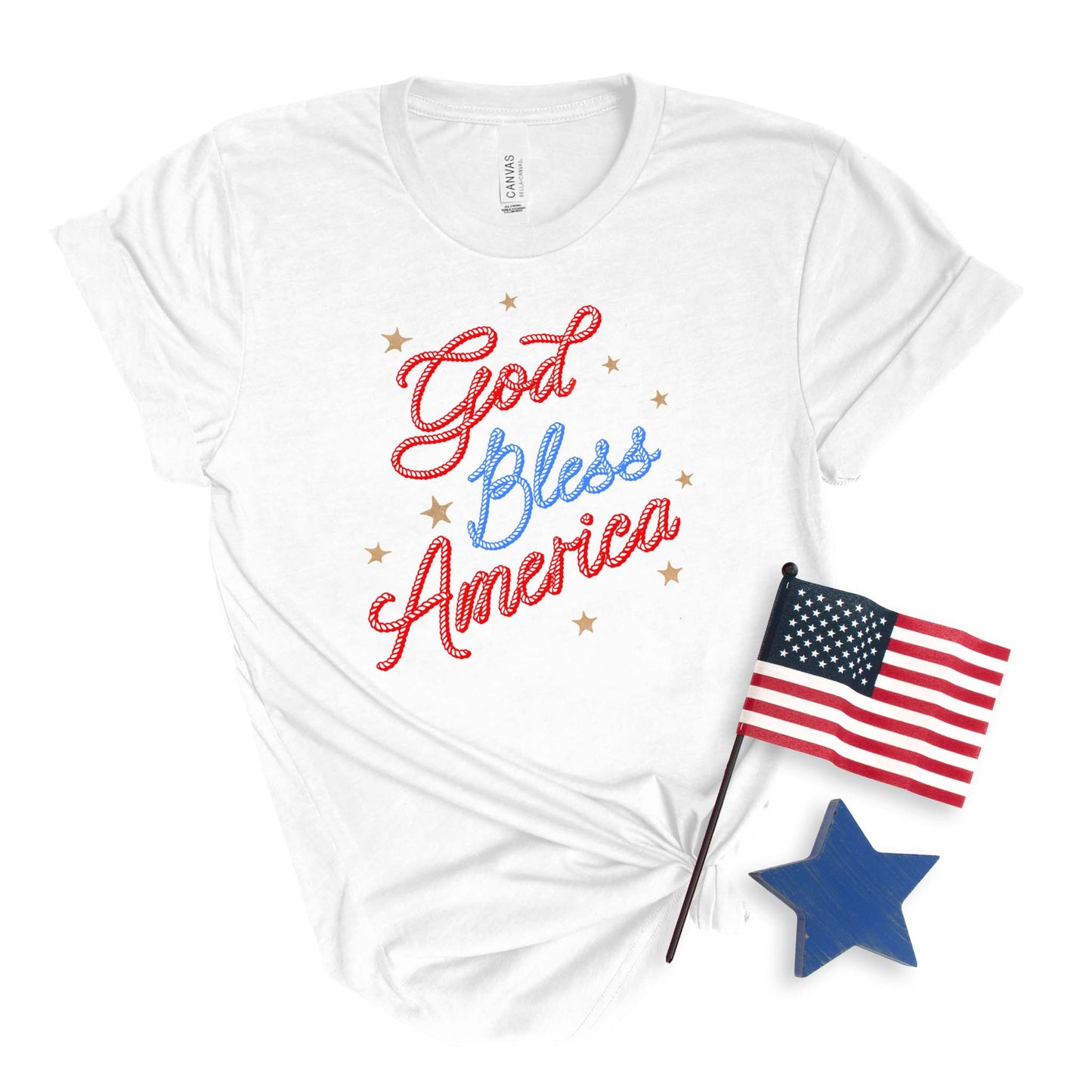 Cowboy Rope God Bless America T-shirt