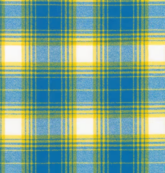 Blue & Yellow Pool Plaid Flannel Fabric: Robert Kaufman Mammoth Flannel - Game Day Collection
