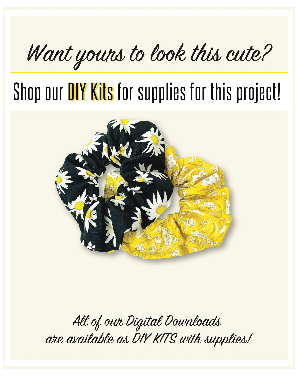 Scrunchie Sewing Pattern - Digital Download & Video Tutorial