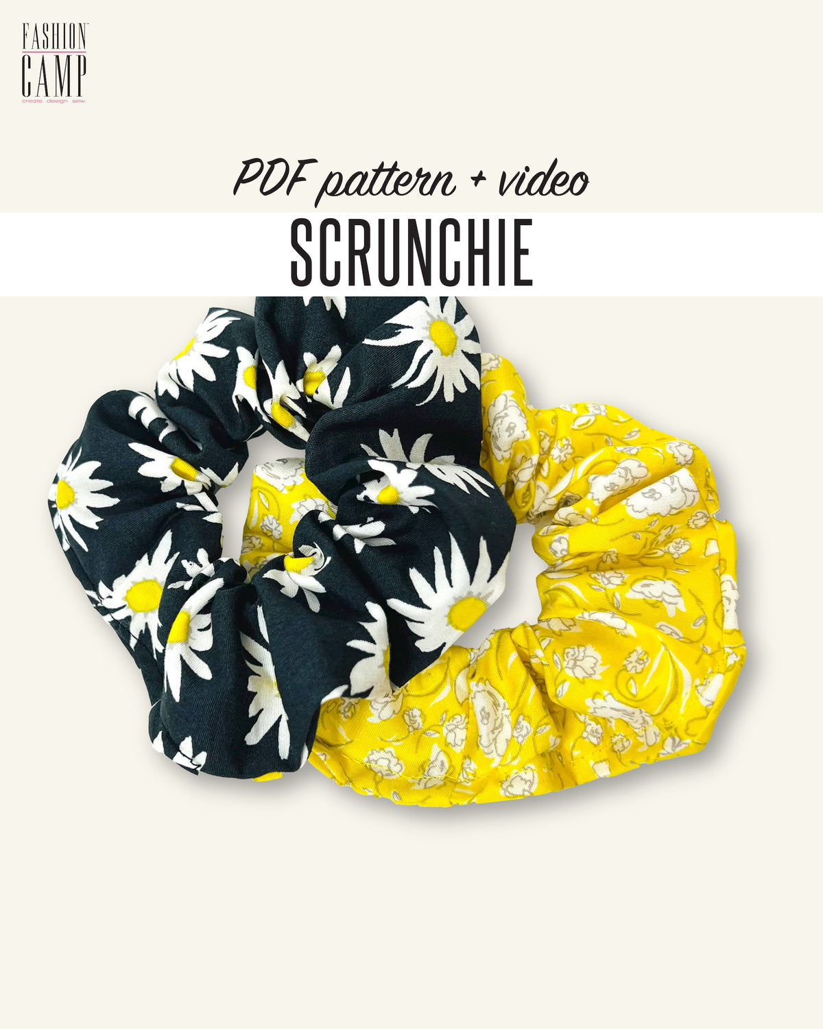 Scrunchie Sewing Pattern - Digital Download & Video Tutorial