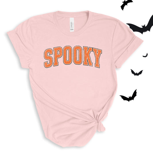 Varsity Spooky Halloween - Light Pink T-shirt