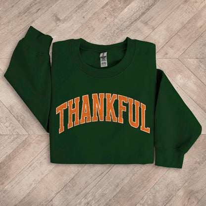 Varsity Thankful Forest Green Sweatshirt