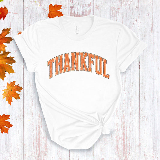 Varsity Thankful White T-shirt