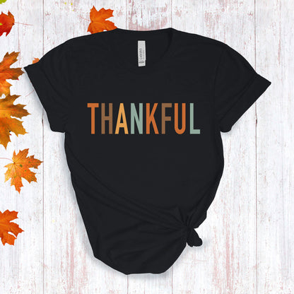 Color Block Thankful Black T-shirt