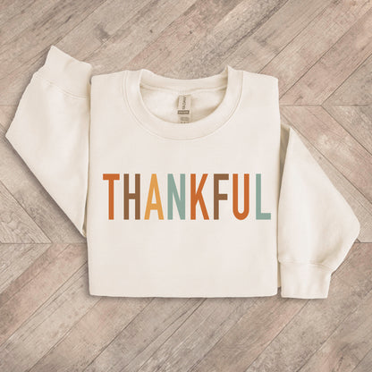 Color Block Thankful Sweet Cream Sweatshirt