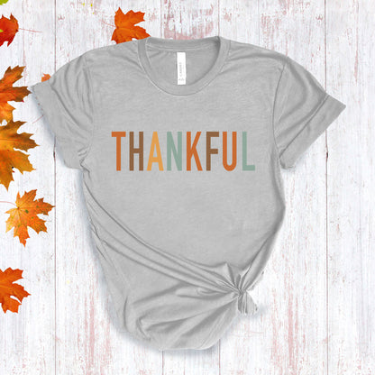 Color Block Thankful Heather Grey T-shirt