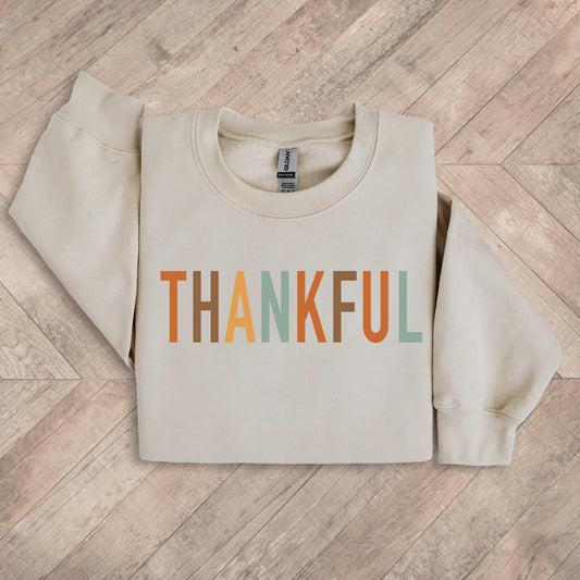 Color Block Thankful Sand Sweatshirt