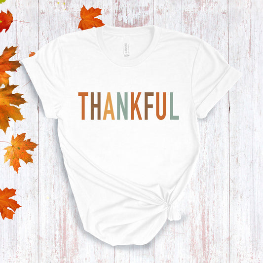 Color Block Thankful White T-shirt