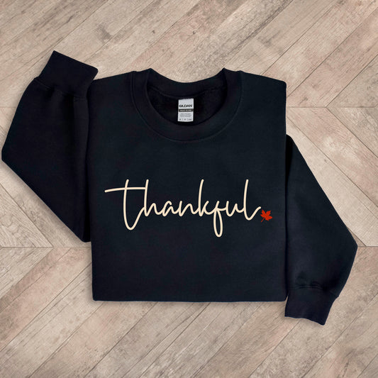 Thankful Script Black Sweatshirt