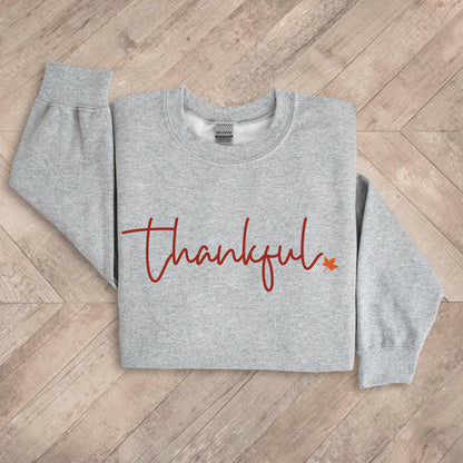 Thankful Script Heather Grey Sweatshirt