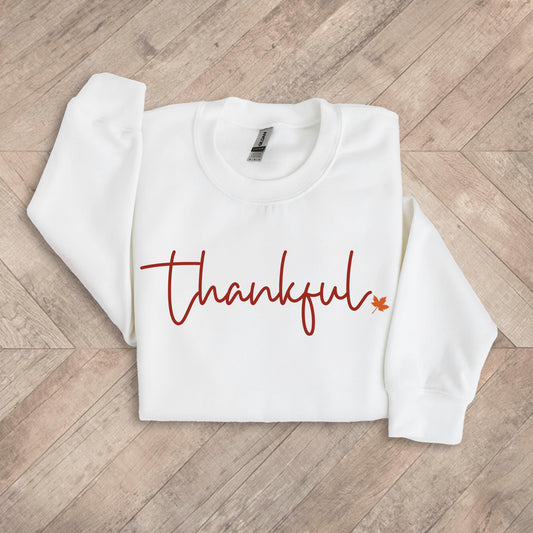 Thankful Script White Sweatshirt