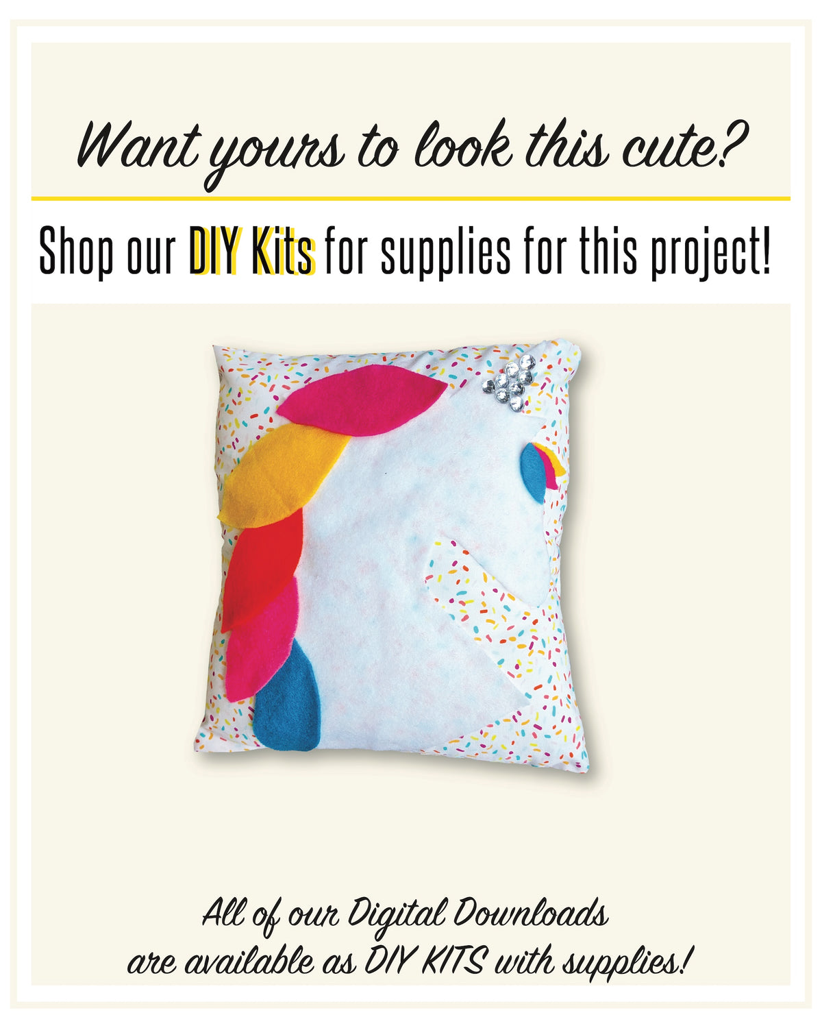 Unicorn Pillow Sewing Pattern - Digital Download