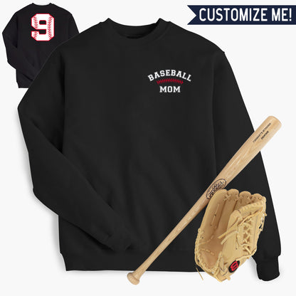 Baseball Mom + CUSTOM Number Sweatshirt