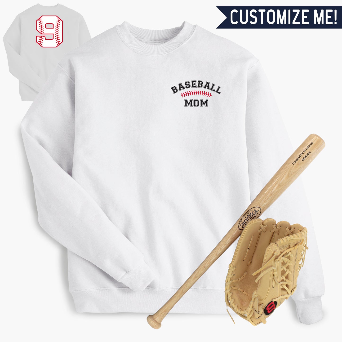 Baseball Mom + CUSTOM Number Sweatshirt