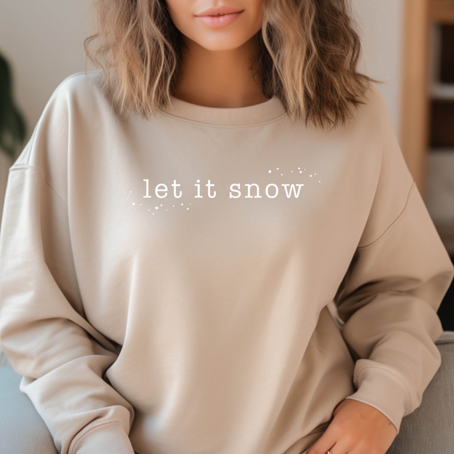 Let It Snow Sweatshirt- Sand (Adult Only)