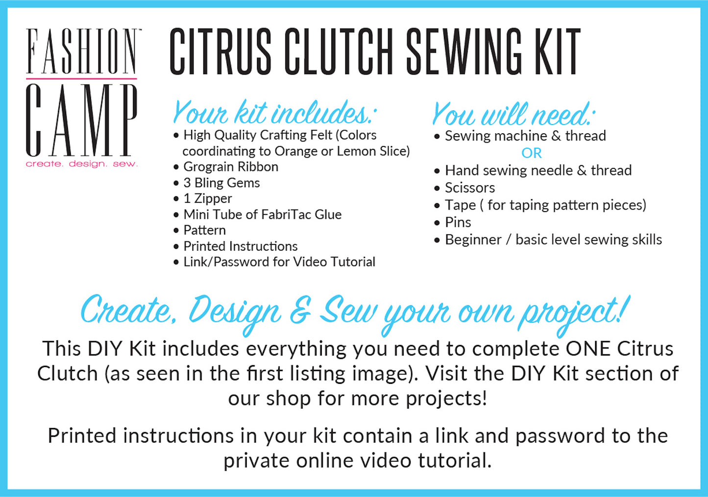 DIY Citrus Clutch Purse Sewing Kit & Video Tutorial