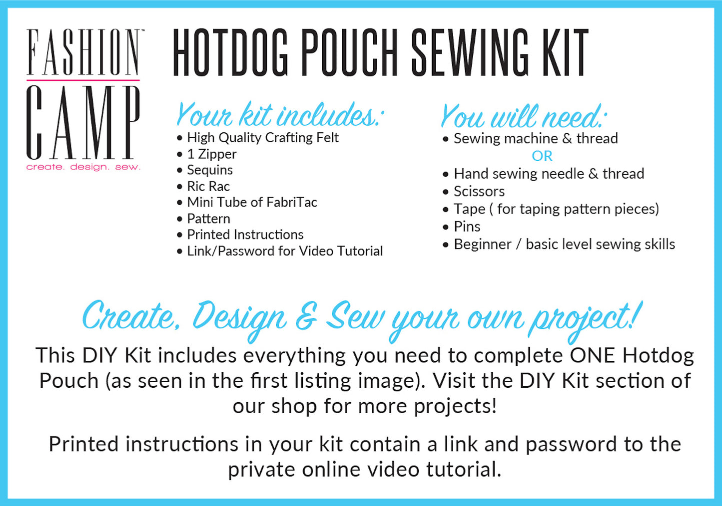 DIY Hot Dog Pouch Sewing Kit & Video Tutorial
