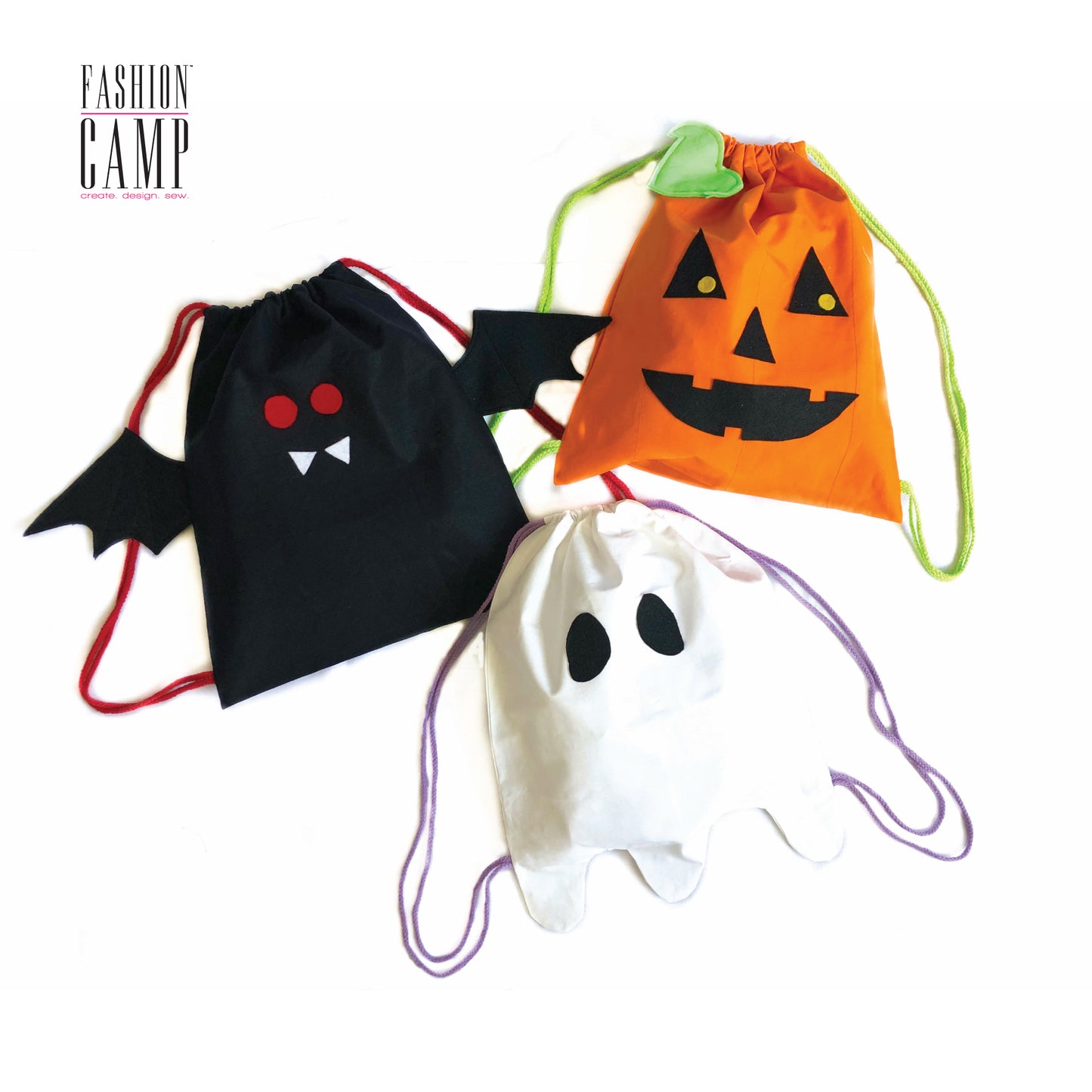 DIY Spooky Backpack Sewing Kits | Bat | Ghost | Pumpkin Drawstring Backpack